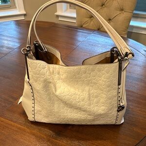 Coach White Embossed Shoulder Bag